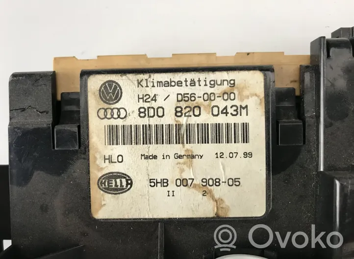 Audi A4 S4 B6 8E 8H Ilmastoinnin ohjainlaite 8D0820043