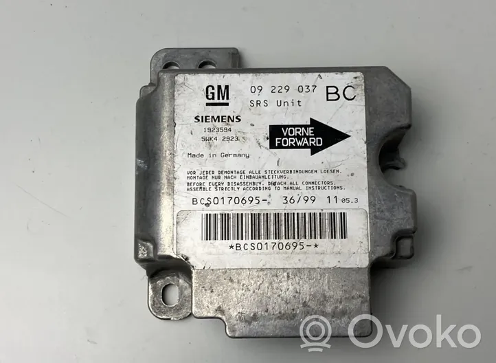 Opel Astra G Sterownik / Moduł Airbag 09229037