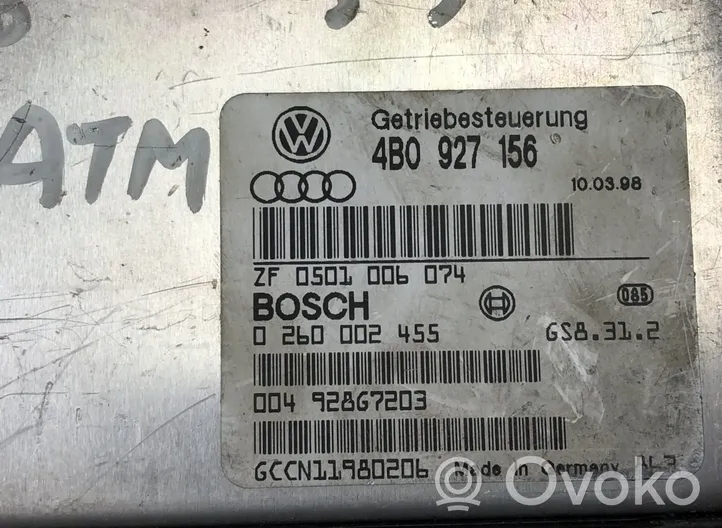 Audi A6 S6 C5 4B Vaihdelaatikon ohjainlaite/moduuli 4B0927156