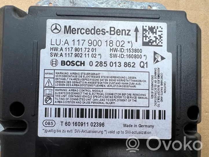 Mercedes-Benz CLA C118 X118 Module de contrôle airbag A1179001802