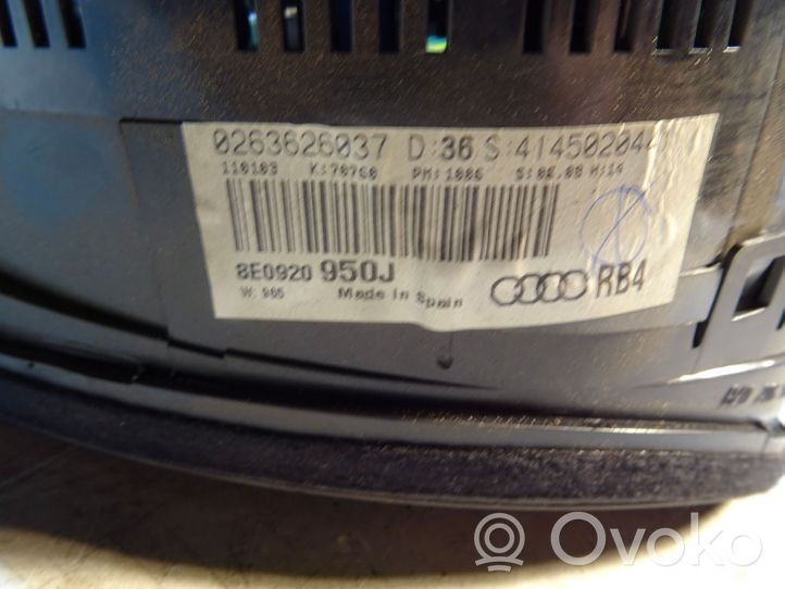 Audi A4 S4 B6 8E 8H Speedometer (instrument cluster) 8E0920950J