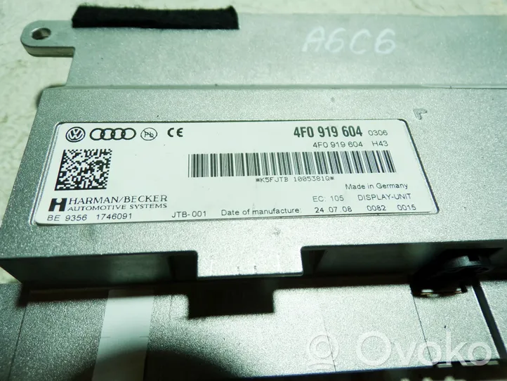 Audi A6 S6 C6 4F Monitori/näyttö/pieni näyttö 4F0919604