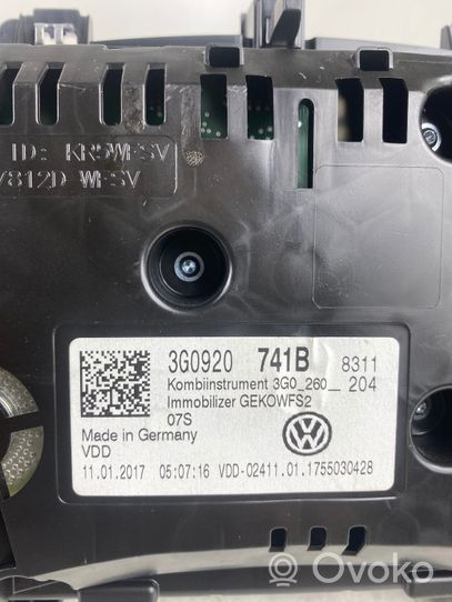 Volkswagen PASSAT B8 Compteur de vitesse tableau de bord 3G0920741B