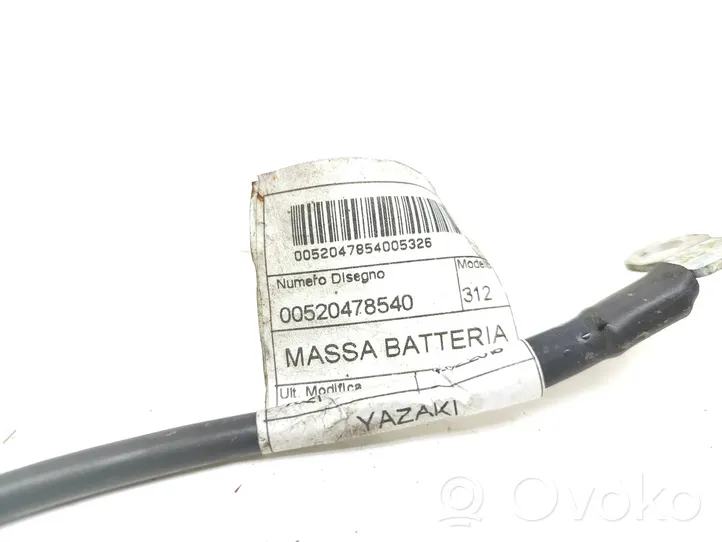 Fiat 500 Câble négatif masse batterie 00520478540