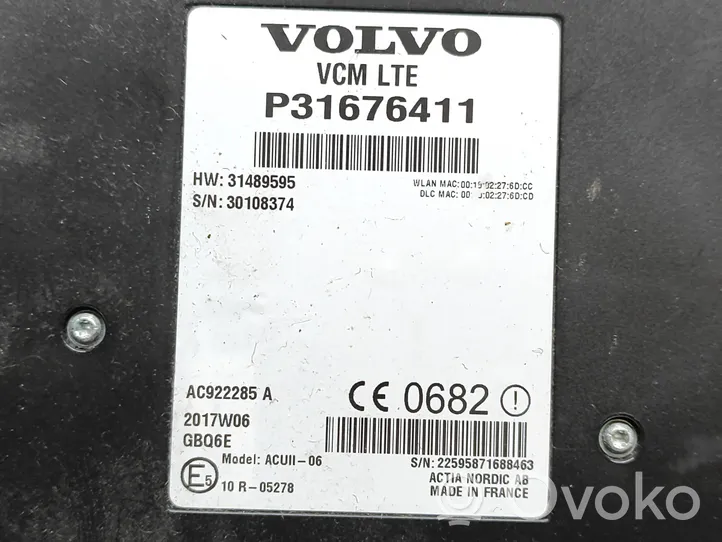 Volvo S90, V90 Bluetoothin ohjainlaite/moduuli 31676411