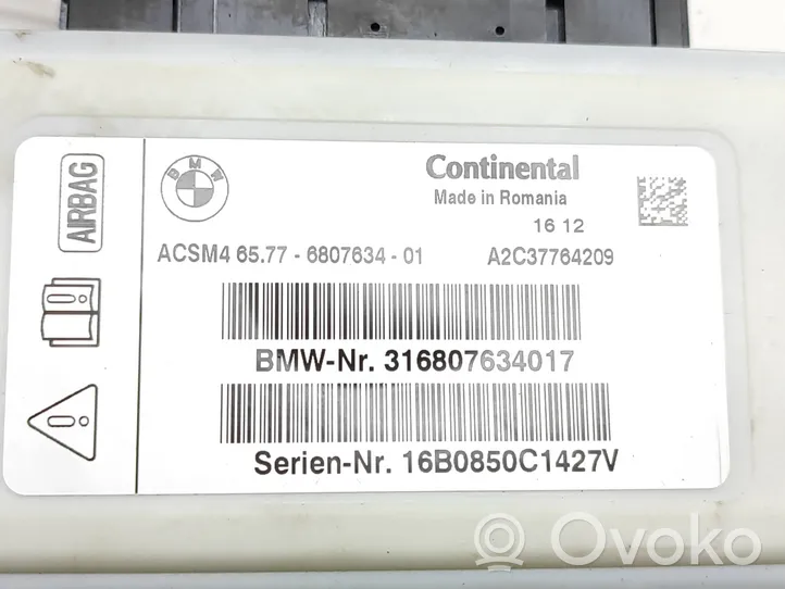 BMW 5 F10 F11 Centralina/modulo airbag 6807634