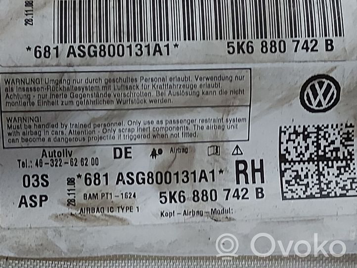 Volkswagen Golf VI Airbag de toit 5K6880742B