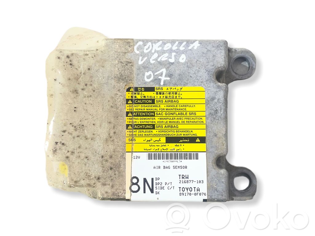 Toyota Corolla Verso AR10 Airbag control unit/module 