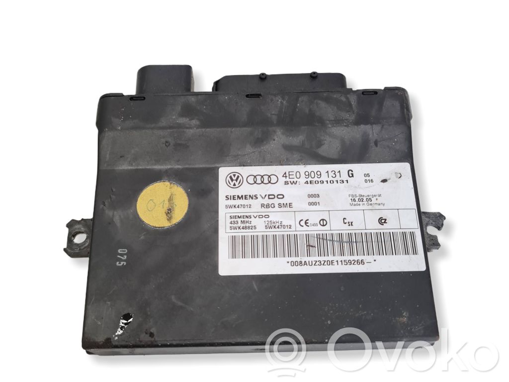 Audi A8 S8 D3 4E Avaimettoman käytön ohjainlaite/moduuli 