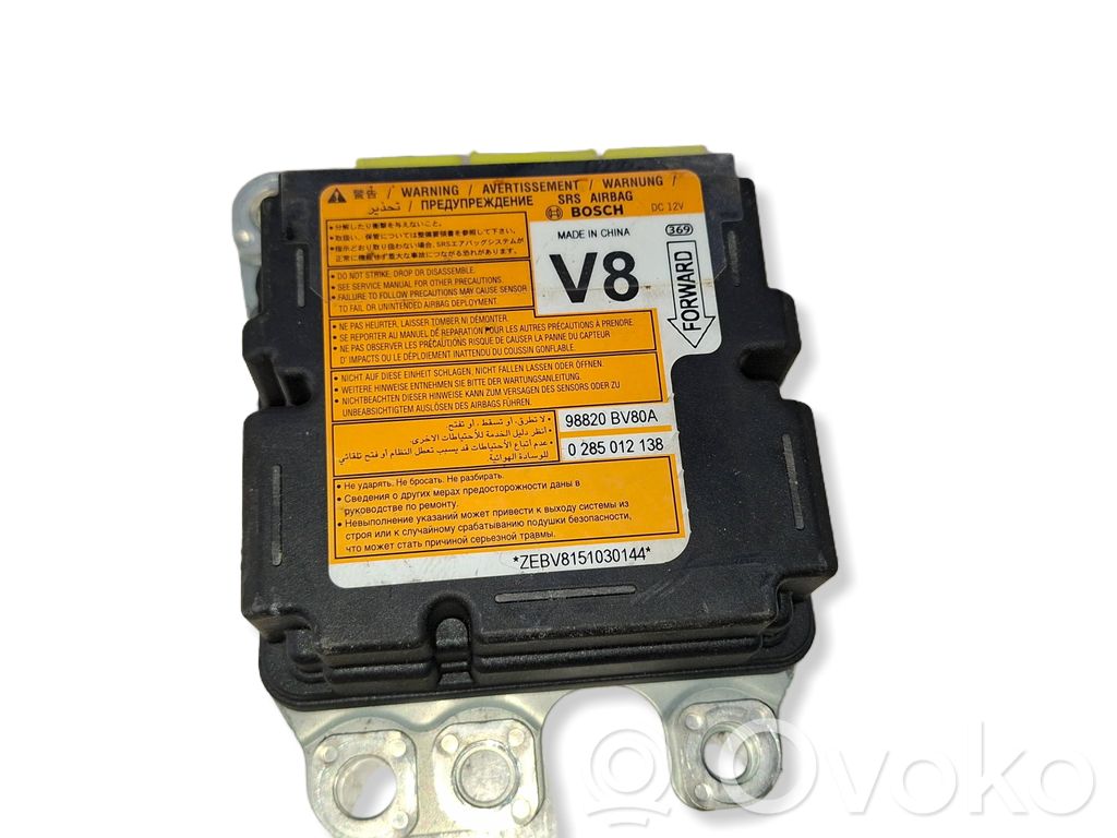 Sterownik / Moduł Airbag   98820BV80A,0285012138,ZEBV8151030144
