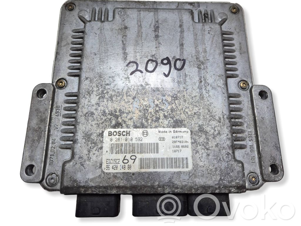 Engine control unit/module   0281010592,EDC15C2,28FM0310,9642014880
