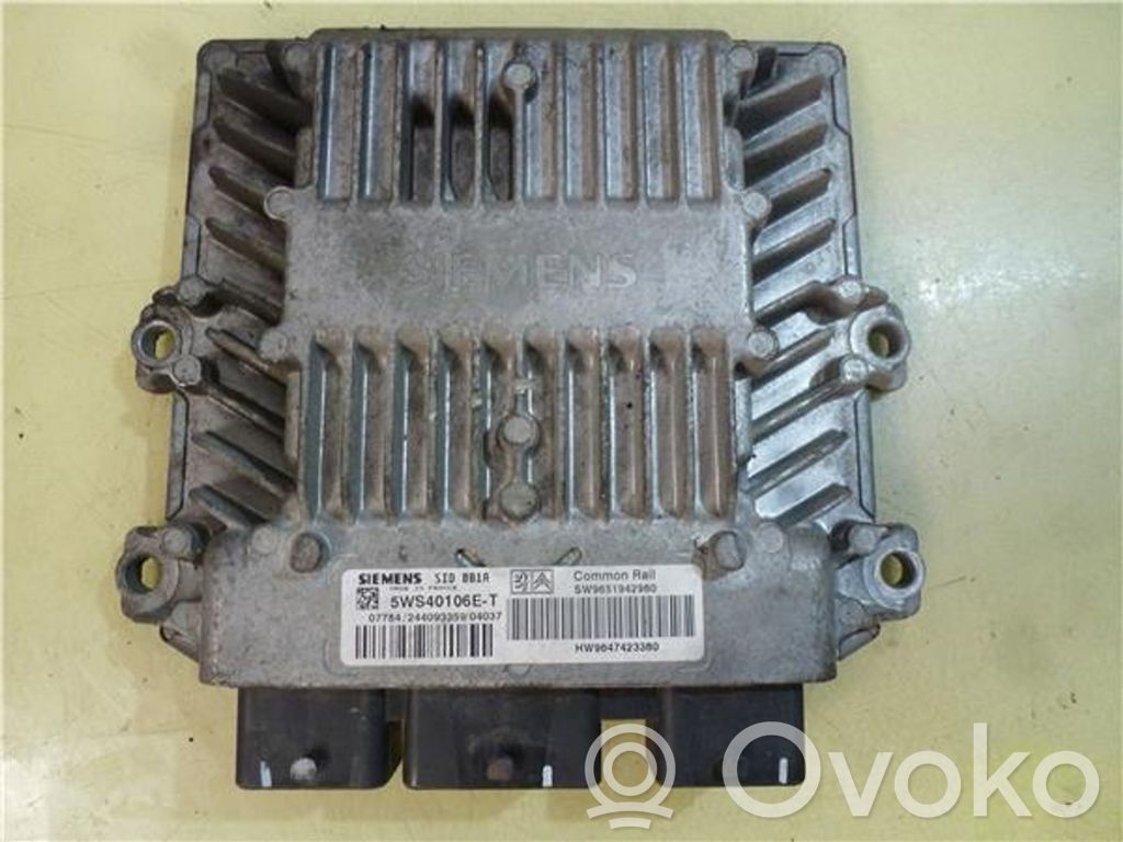 Engine control unit/module ECU   5WS40106ET,SW9651942980