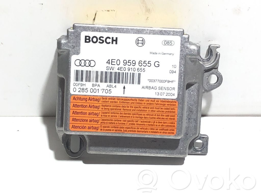 Unidad de control/módulo del Airbag   4E0959655G,0285001705