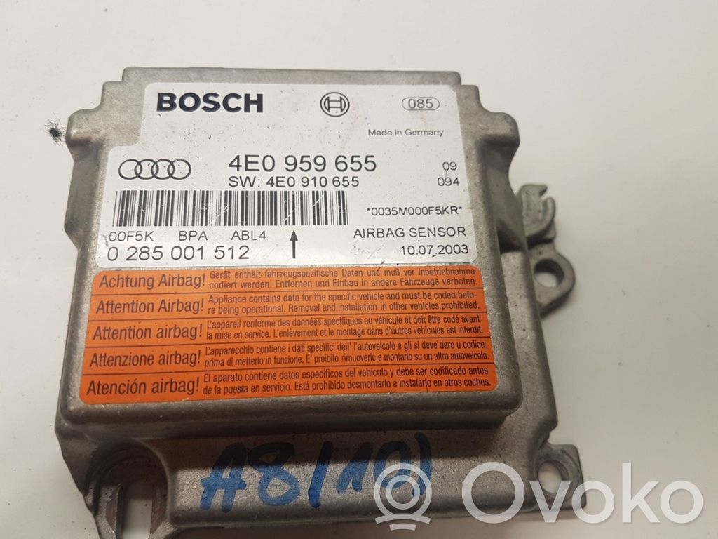 Audi A8 S8 D3 4E Airbag control unit/module 