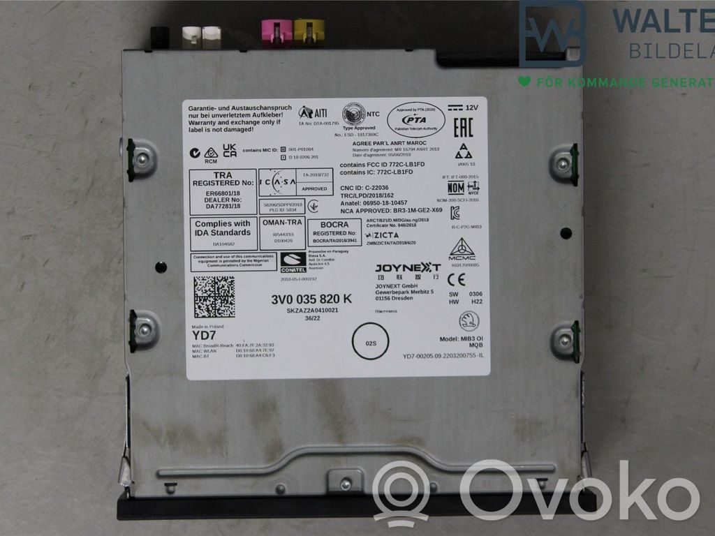 Unidad central de control multimedia   3V0035820K,3V0035820K