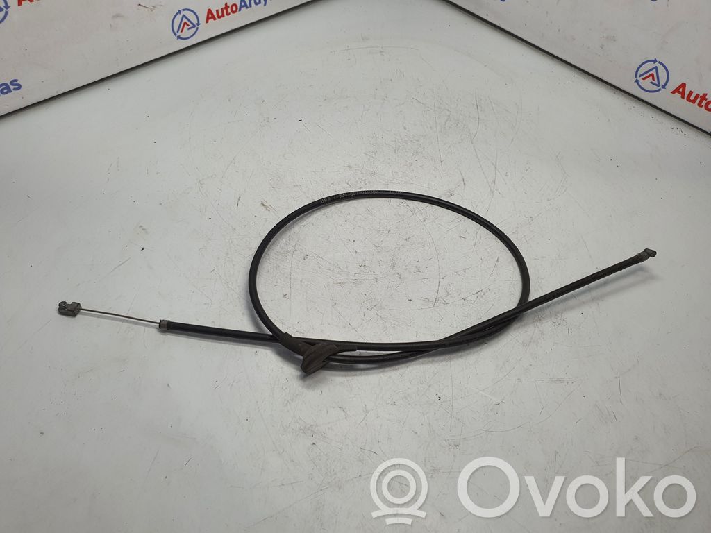 BMW 5 E60 E61 Système poignée, câble pour serrure de capot 