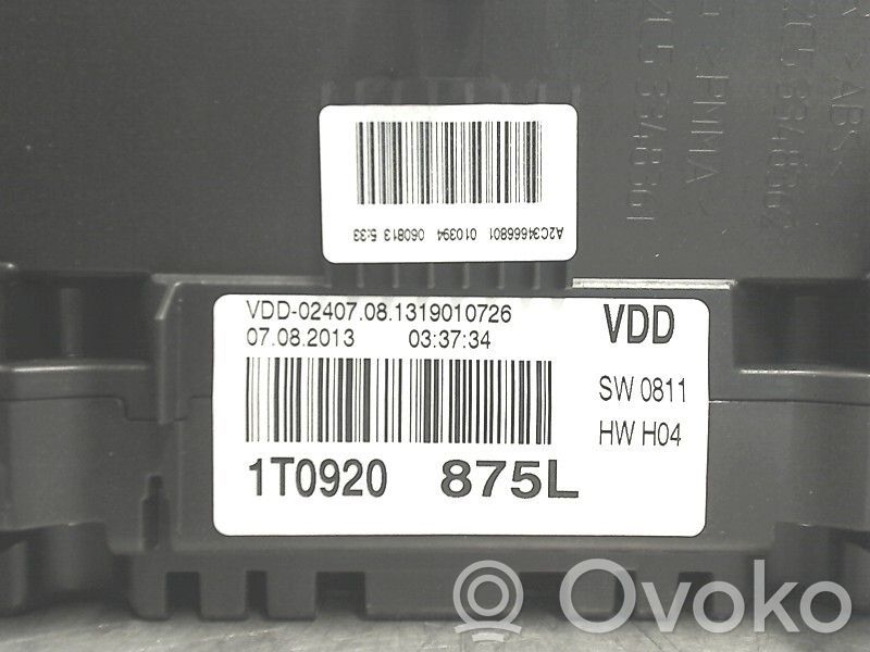 Licznik / Prędkościomierz   1T0920875LX,A2C34666801,1T0920875L