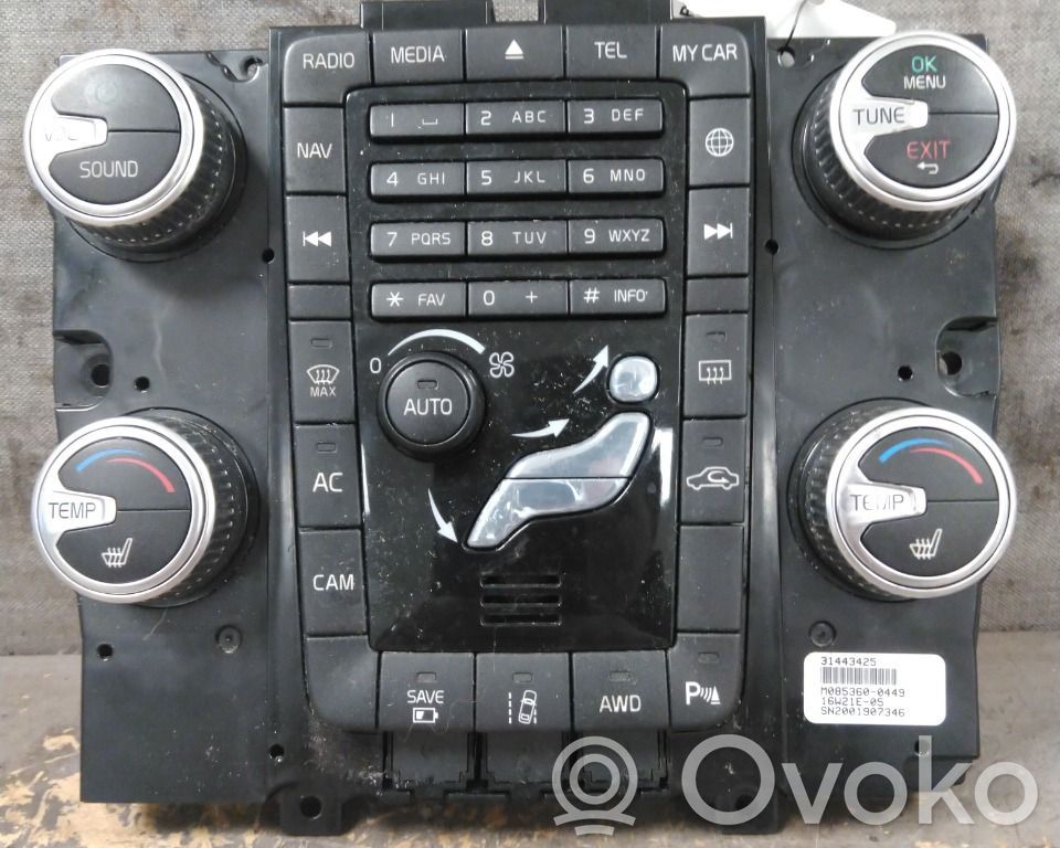 Volvo V60 Console centrale, commande chauffage/clim 
