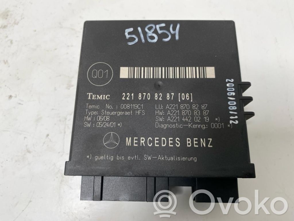 Mercedes-Benz S W221 Sterownik / Moduł elektrycznej klapy tylnej / bagażnika 