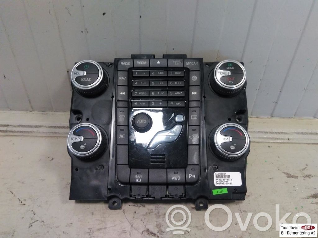 Volvo V60 Console centrale, commande chauffage/clim 