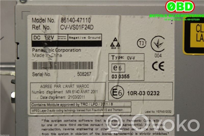 Toyota Prius (XW30) Unidad delantera de radio/CD/DVD/GPS 
