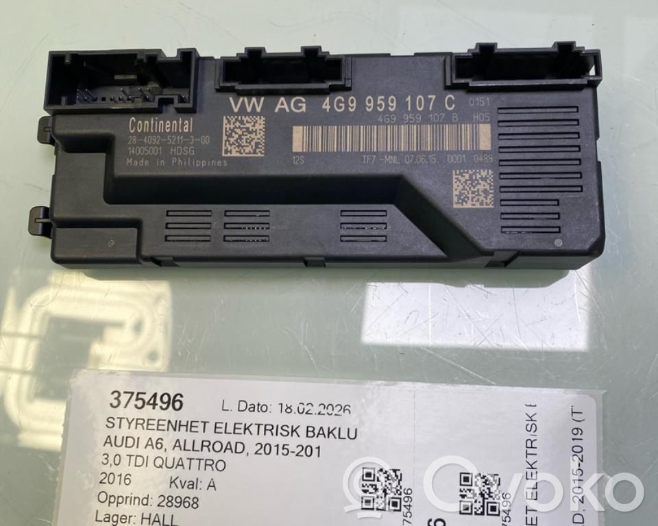 Tailgate/trunk control unit/module   4G9959107C,4G9959107C