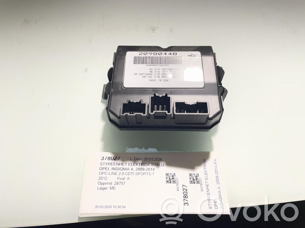 Opel Insignia A Tailgate/trunk control unit/module 
