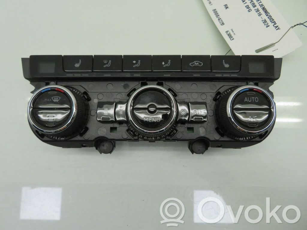 Skoda Superb B8 (3V) Console centrale, commande chauffage/clim