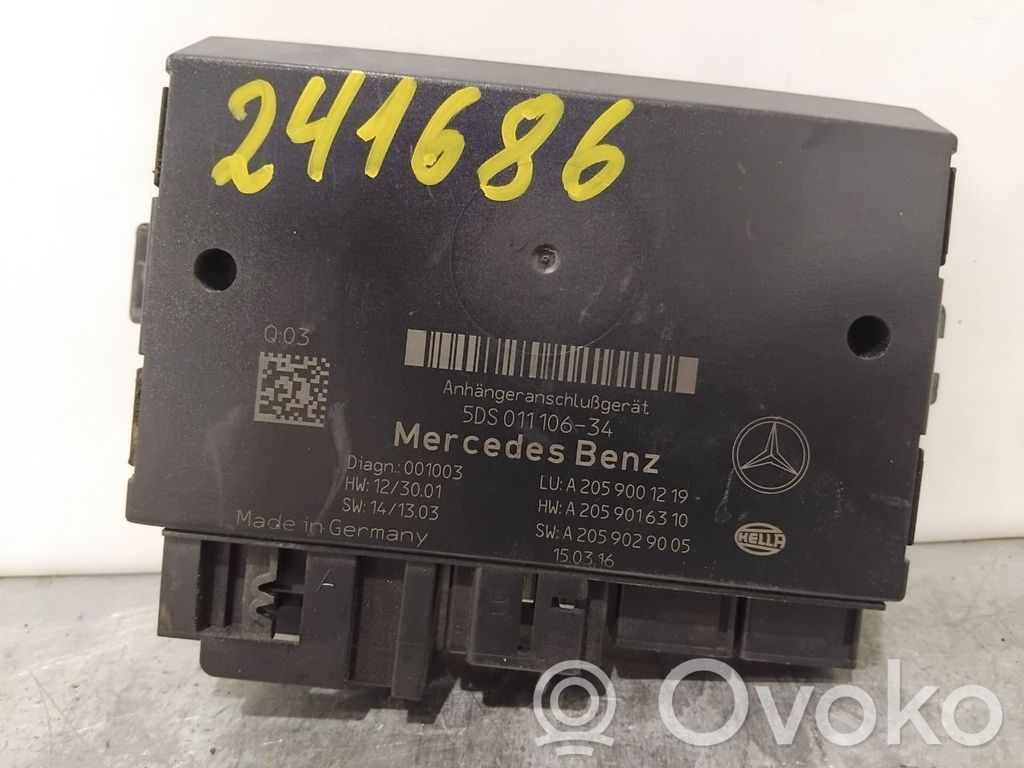 Mercedes-Benz C W205 Module de contrôle crochet de remorque 