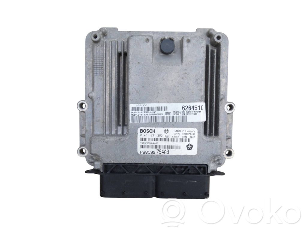 Engine control unit/module ECU   P68199794AB,0281031205,6264510,1039S76490,P68228660AD