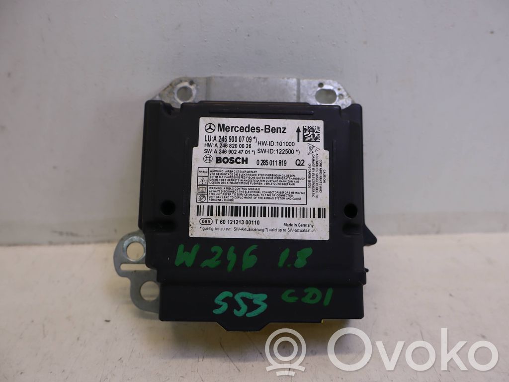 Mercedes-Benz B W246 W242 Sterownik / Moduł Airbag 