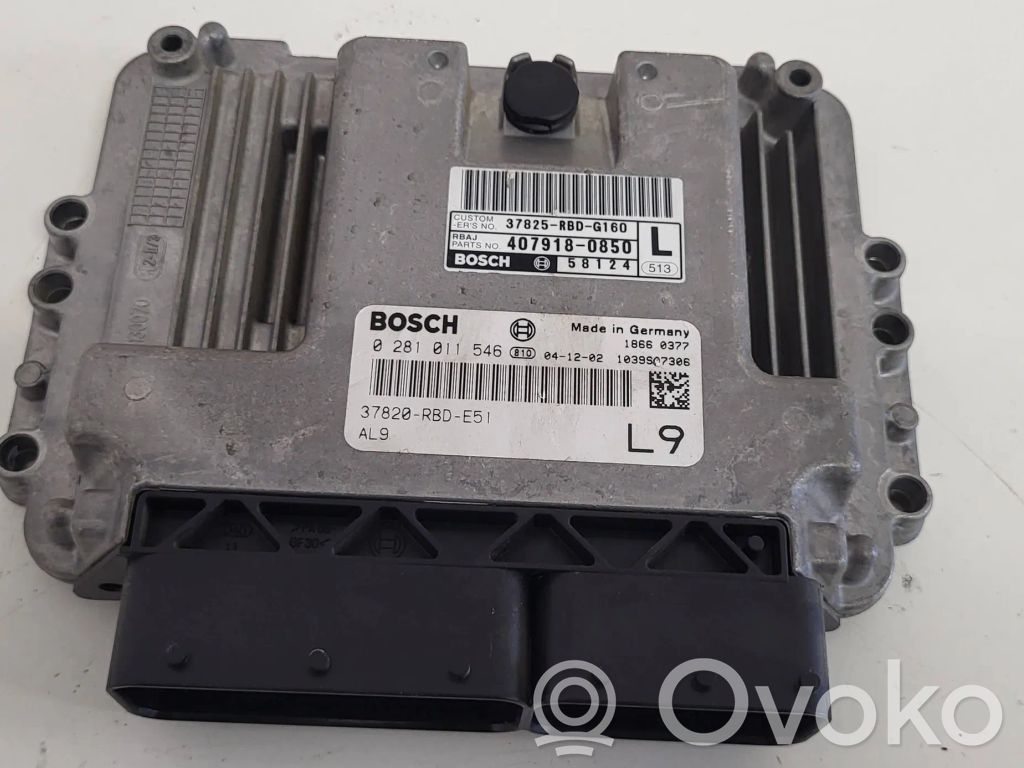 Engine control unit/module   0281011546,4079180850,37825RBDG160,58124
