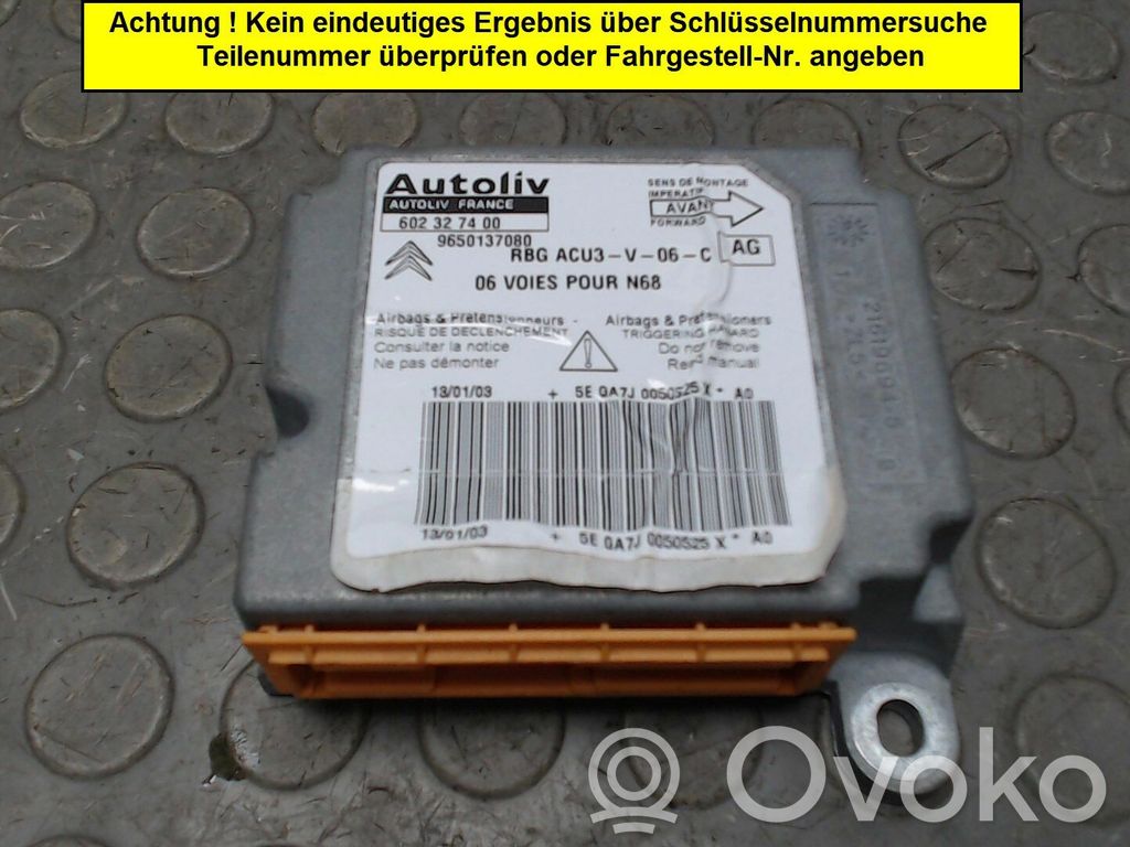Citroen Xsara Picasso Unitate/modul de comandă airbaguri 