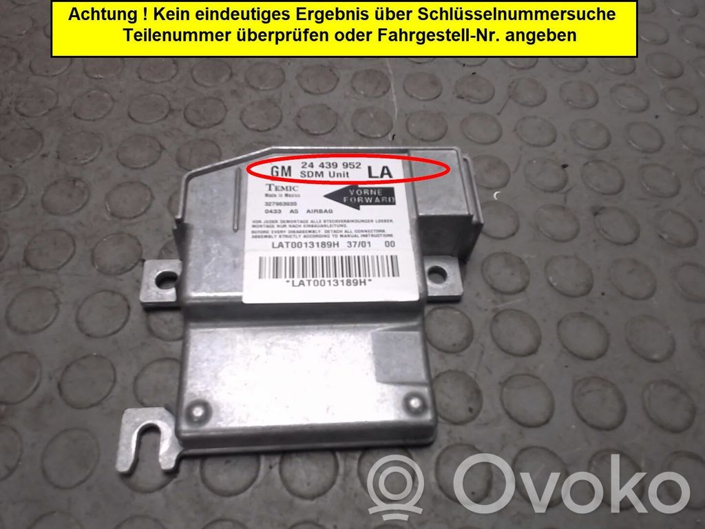 Opel Corsa C Centralina/modulo airbag 