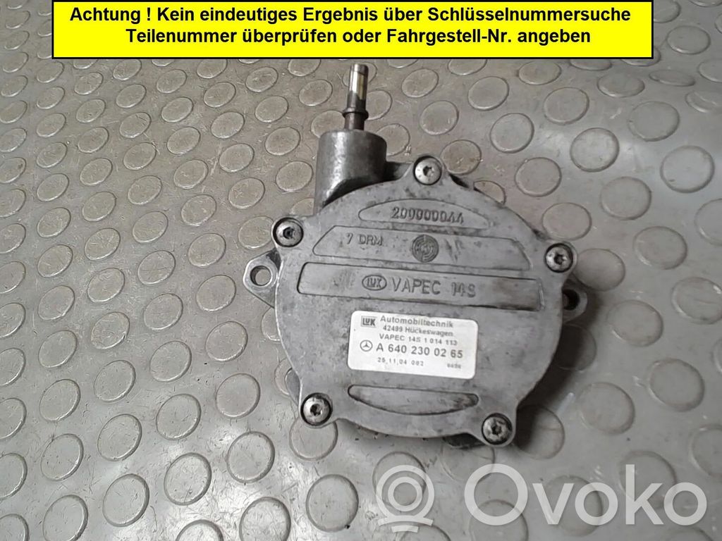 Mercedes-Benz A W169 Pompe à vide