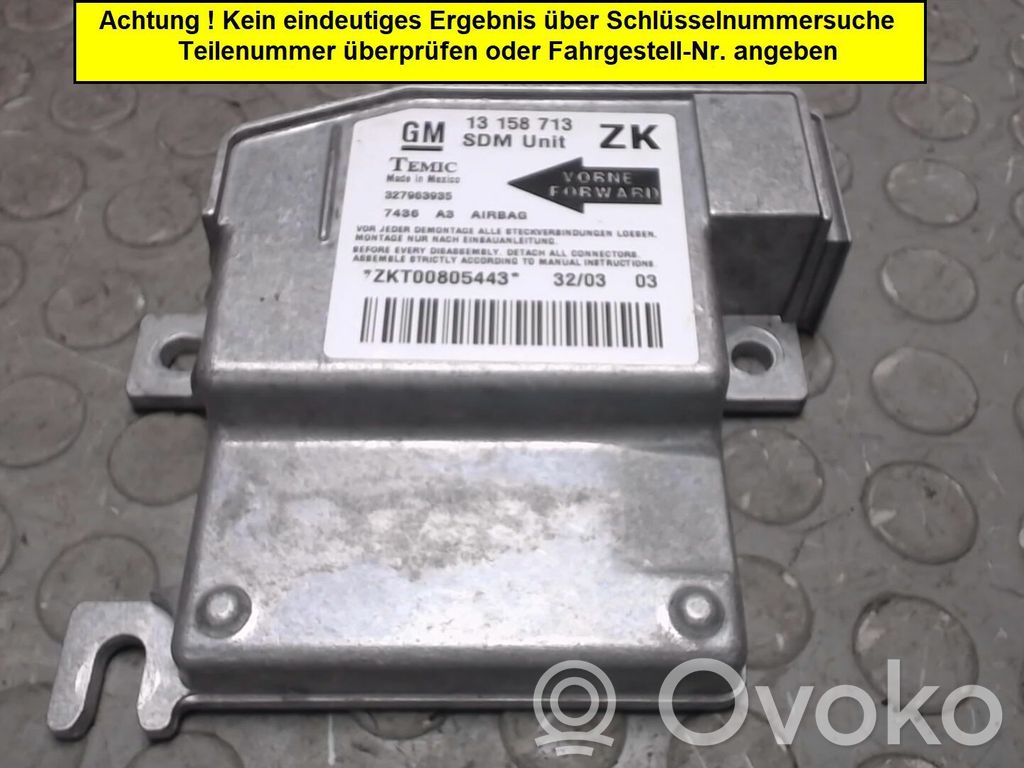 Centralina/modulo airbag   93177230,13158713,13259917