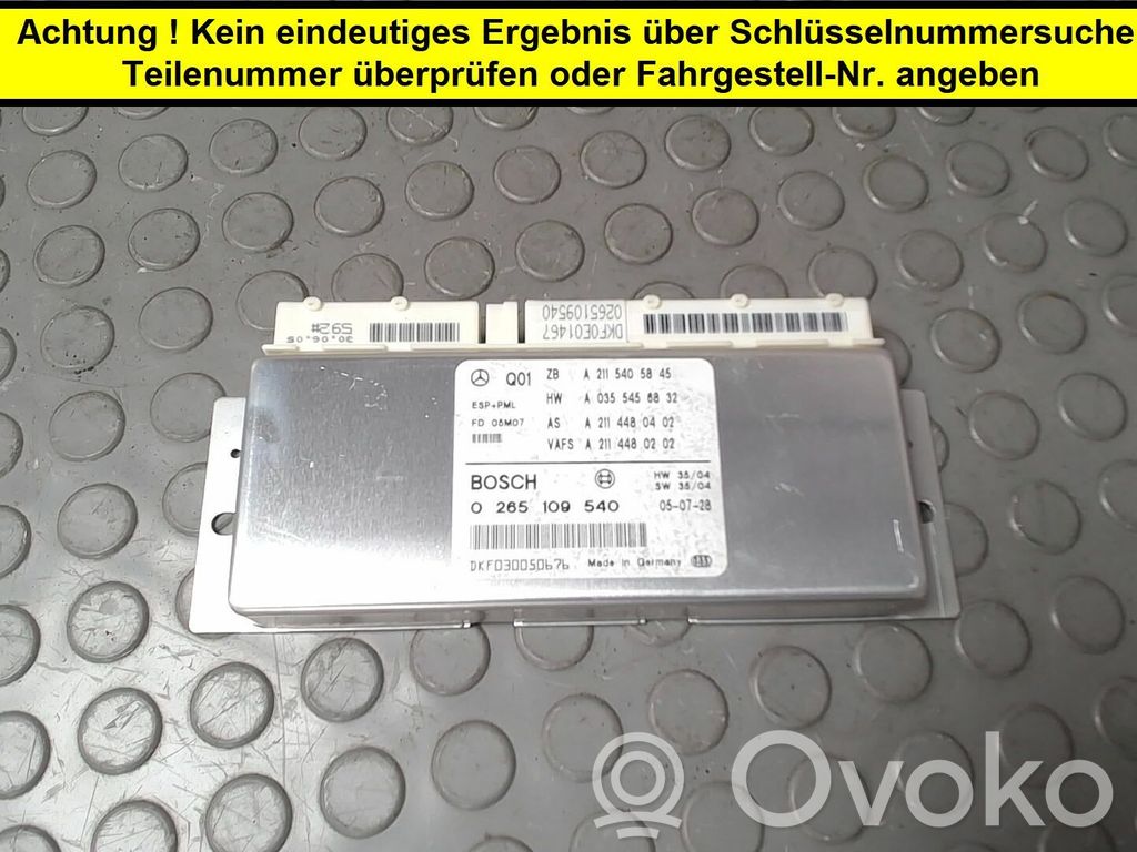 Mercedes-Benz E W211 Unitate/modul control ABS 