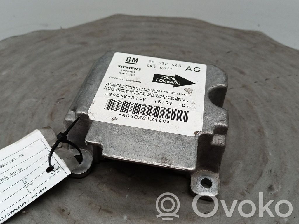 Module de contrôle airbag   90532443,1923594,5WK4189