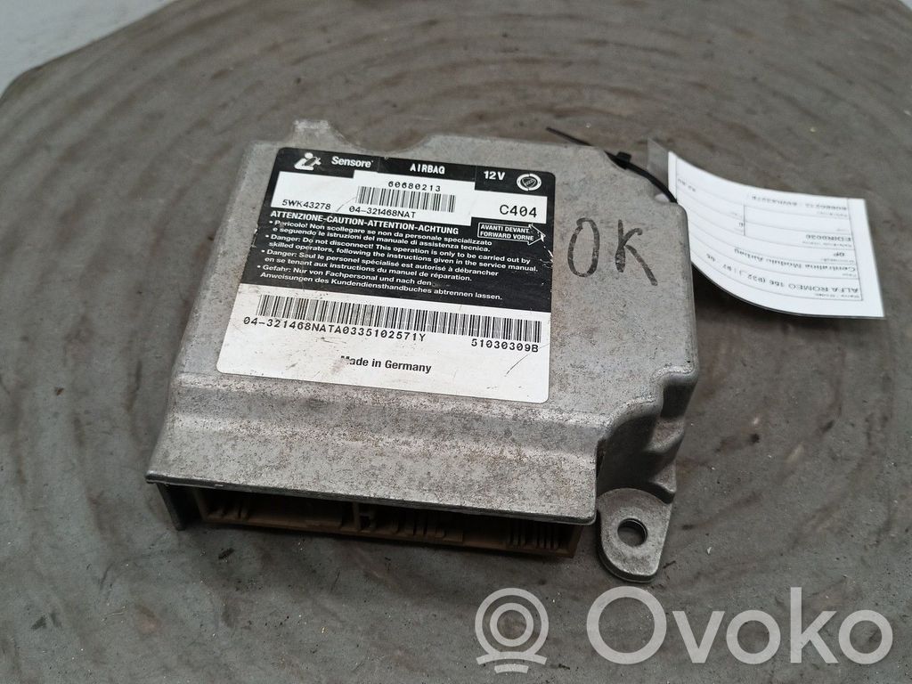 Alfa Romeo 156 Unitate/modul de comandă airbaguri 