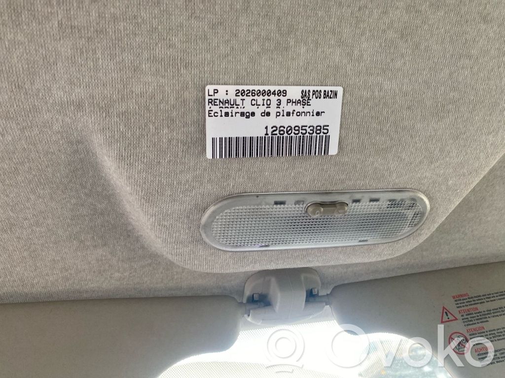 Renault Clio III Éclairage lumière plafonnier avant 