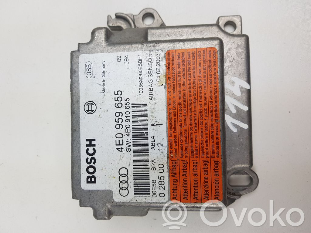 Airbag control unit/module   4E0959655,0285001512