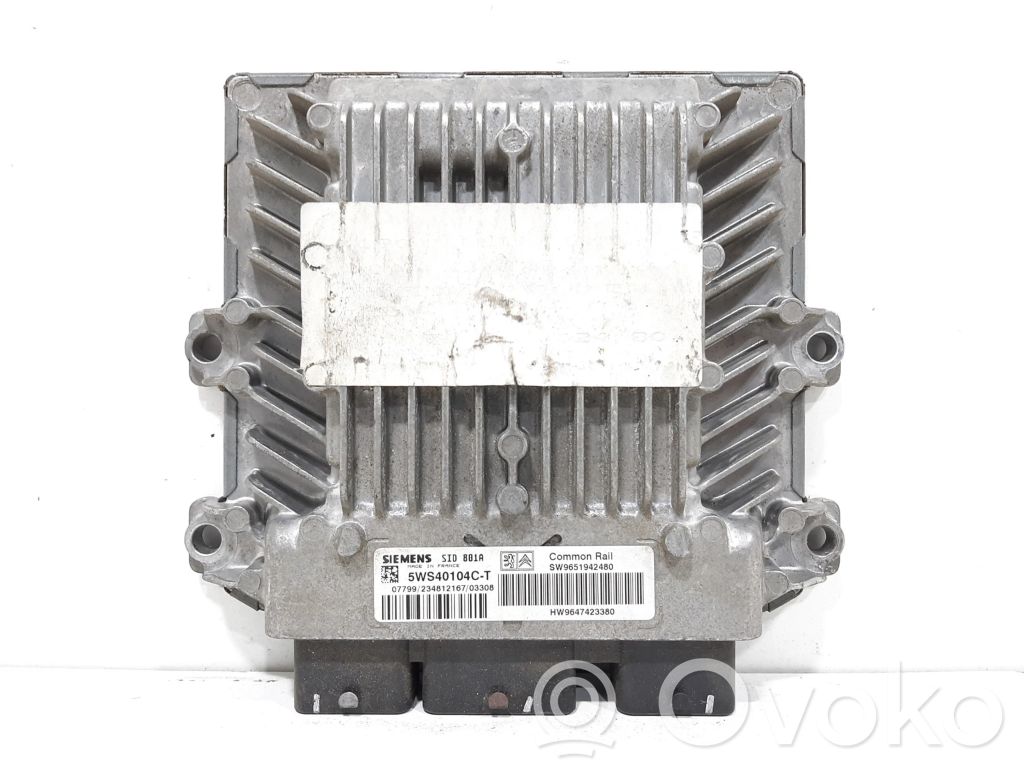 Engine control unit/module   5WS40104CT,SW9651942480,HW9647423380