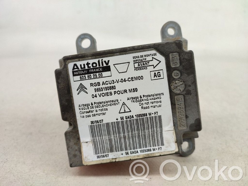 Airbag control unit/module   9653190880,603602500