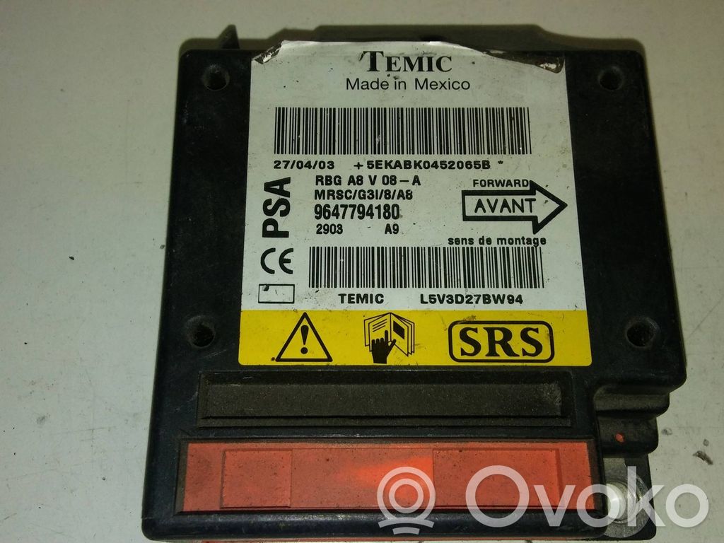Airbag control unit/module   9647794180,L5V3D27BW94,RBGA8V08A