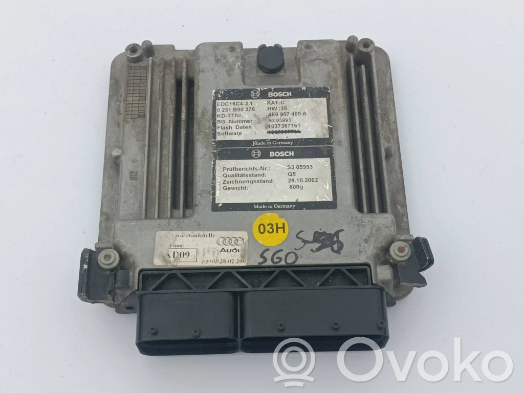 Variklio valdymo blokas   4E0907409A,EDC16C421,0281B00376