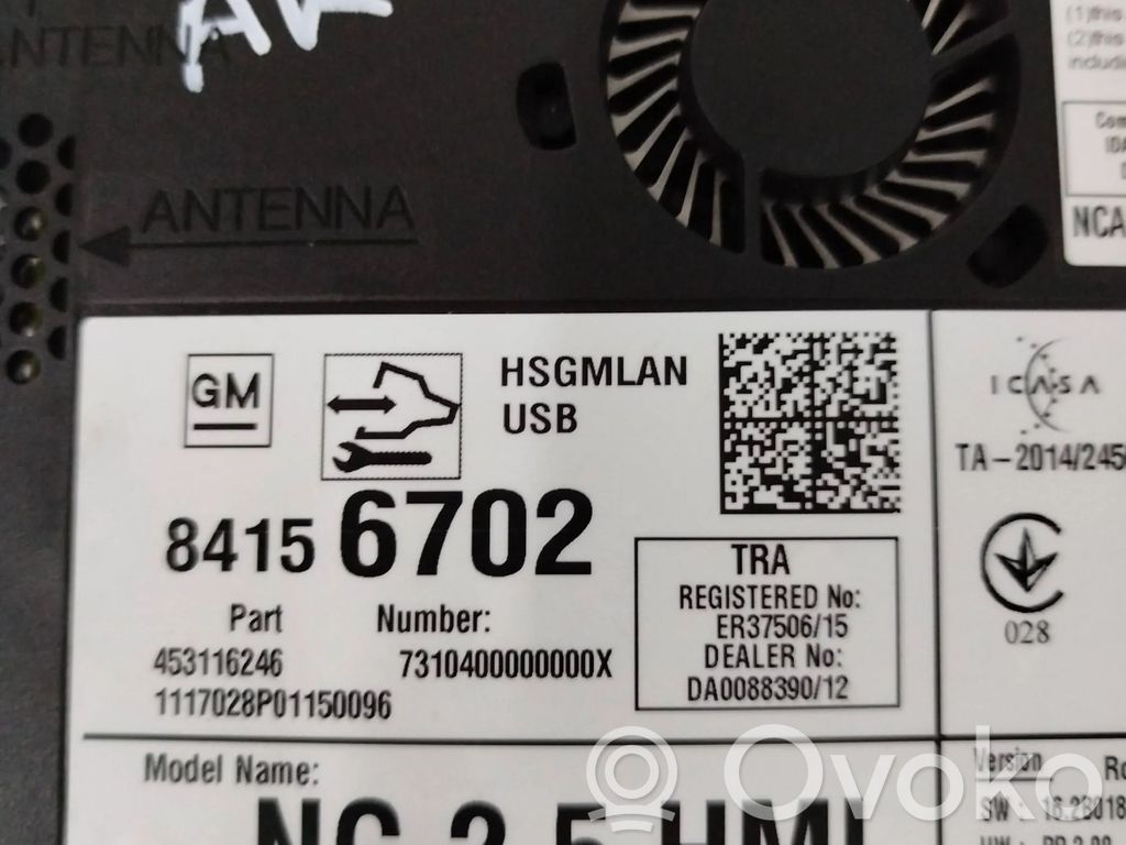 Opel Astra K GPS navigation control unit/module 