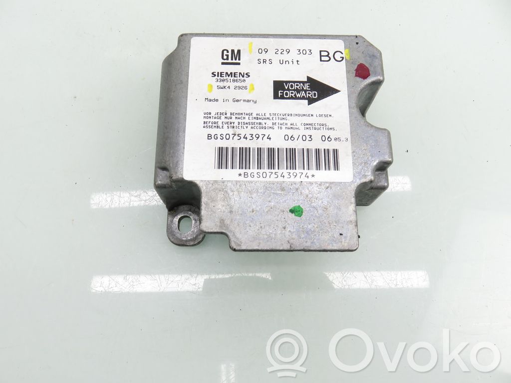 Opel Zafira A Airbag control unit/module 