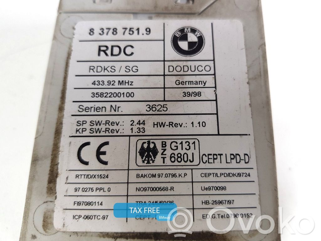BMW 7 E38 Steuergerät Reifendruckkontrolle RDK 