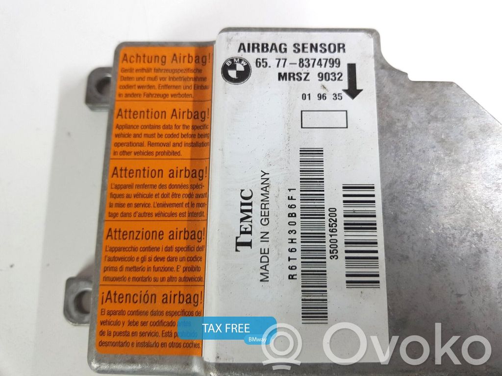 Airbag control unit/module   8374799,8374799,65778374799,1379036,1382905,6904696,6905491,6912123,8353598,8362119,8367035,8369023,8372521,8374799