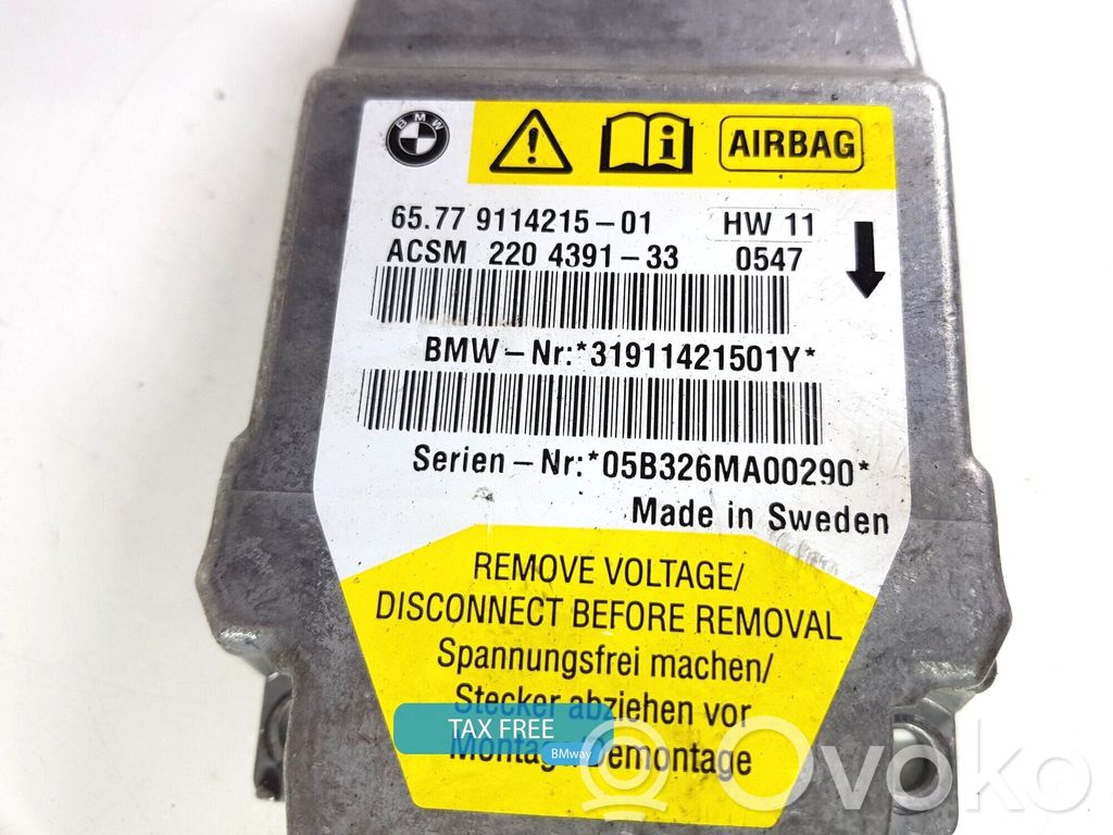 Turvatyynyn ohjainlaite/moduuli   9114215,9114215,65779114215,6978374,9114215,9118931,9145401,9160558,9172019